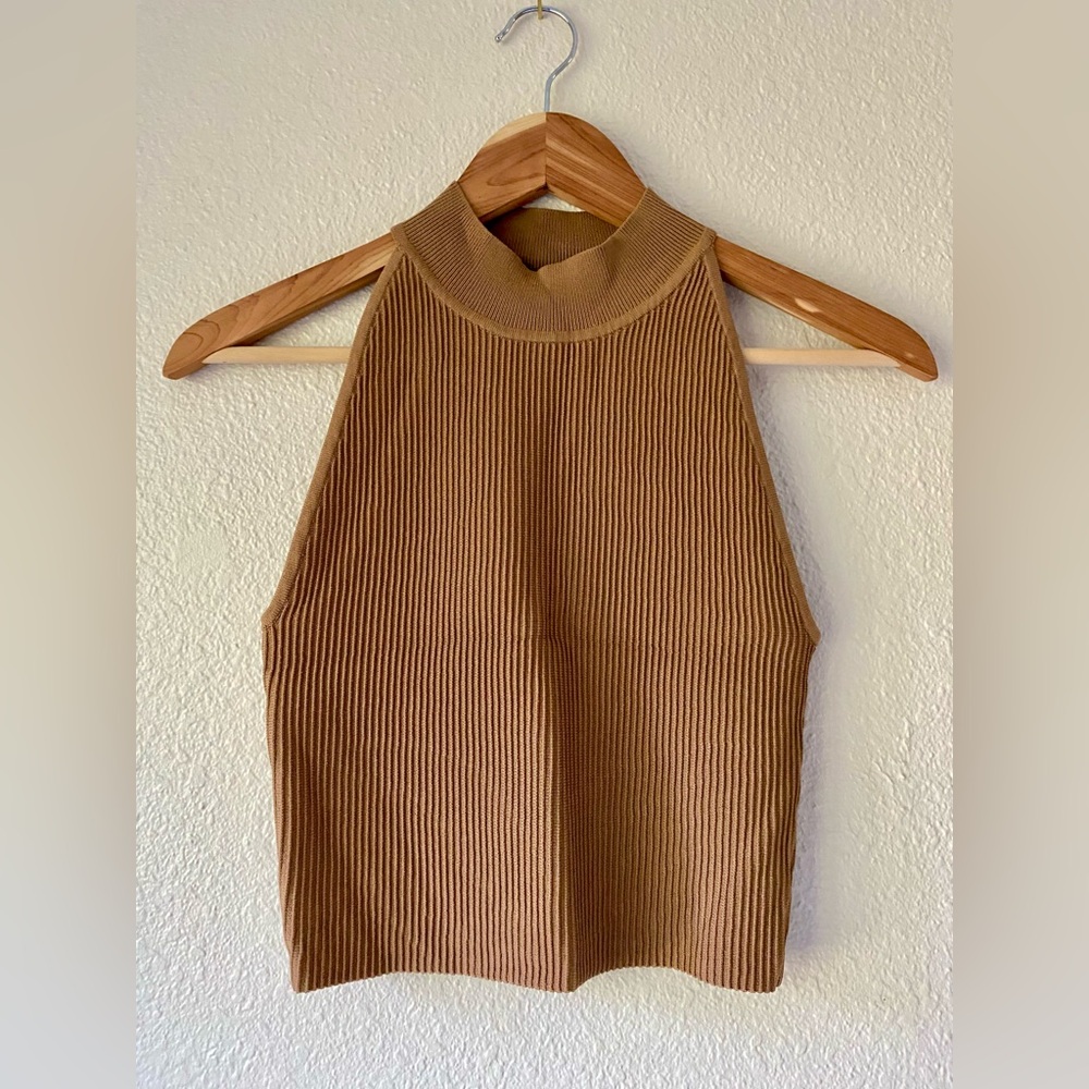 Aritzia Babaton Sculpt Knit Mockneck Halter Top